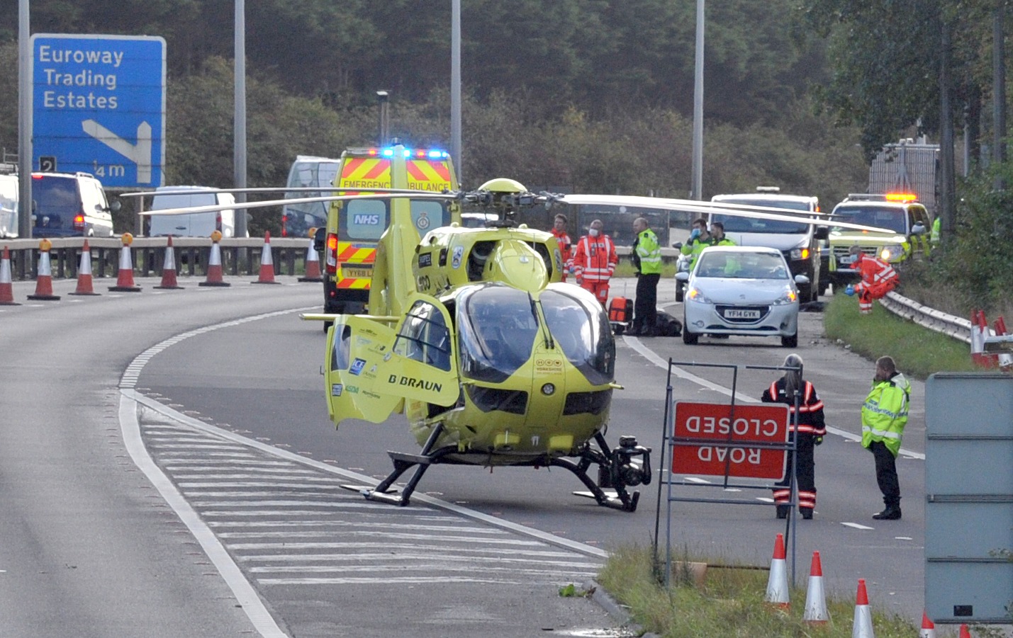 Air ambulance lands on the M606 after crash | Bradford Telegraph and Argus